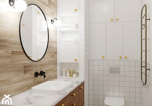 Zielone Bielany - Mała bez okna z lustrem łazienka, styl skandynawski - zdjęcie od EG projekt