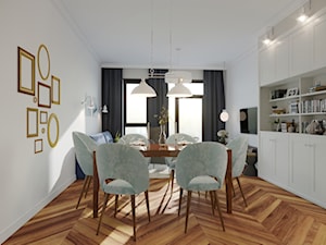 Potoki - Mały biały salon z jadalnią, styl glamour - zdjęcie od EG projekt