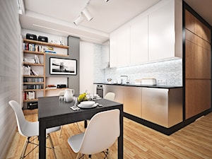 B1 - Mała szara jadalnia w kuchni, styl minimalistyczny - zdjęcie od EG projekt