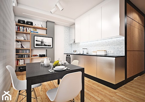 B1 - Mała szara jadalnia w kuchni, styl minimalistyczny - zdjęcie od EG projekt