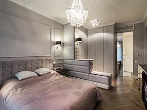 Elegancja na Powiślu - Duża szara sypialnia, styl glamour - zdjęcie od EG projekt