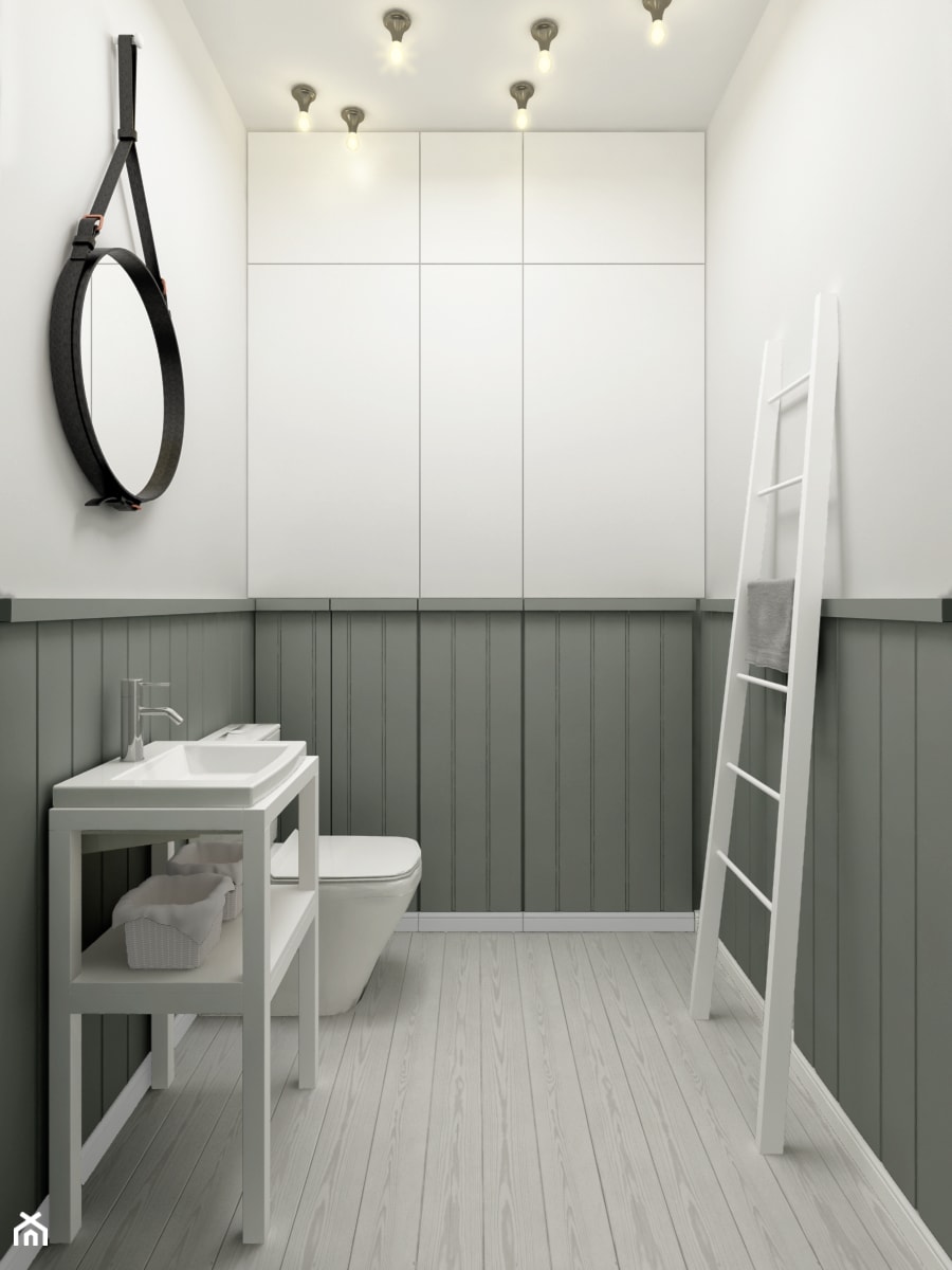 Al. Wilanowska - Mała bez okna z lustrem łazienka, styl skandynawski - zdjęcie od EG projekt