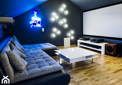 Lekkość Prowansji - Średnie w osobnym pomieszczeniu z sofą czarne biuro, styl nowoczesny - zdjęcie od EG projekt