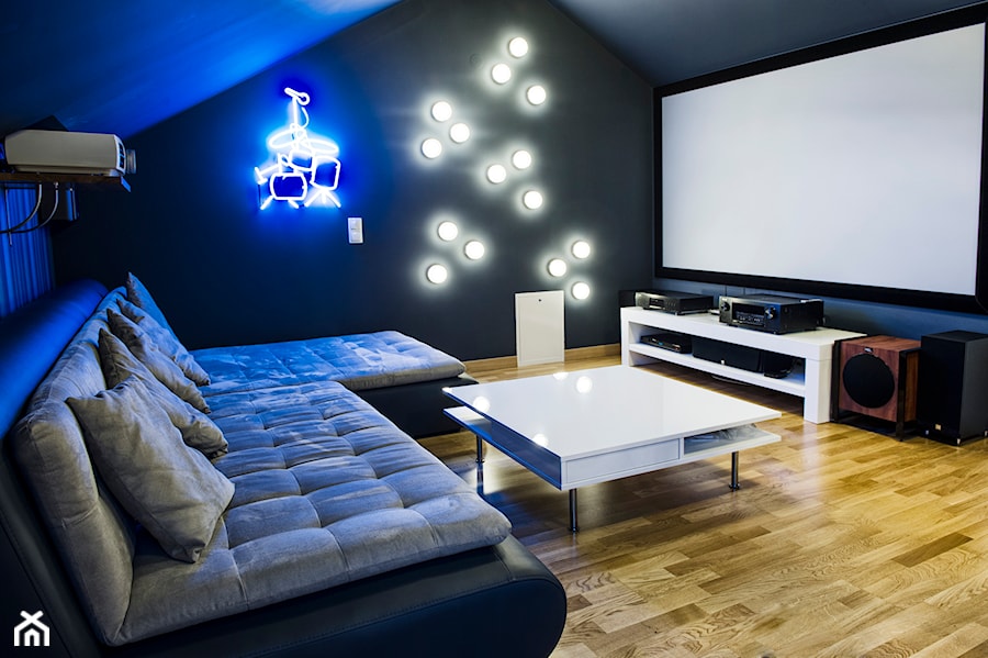 Lekkość Prowansji - Średnie w osobnym pomieszczeniu z sofą czarne biuro, styl nowoczesny - zdjęcie od EG projekt