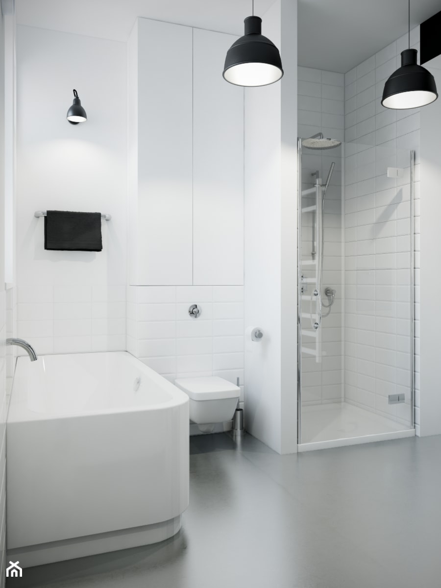 Francja na Powiślu - Średnia bez okna z lustrem łazienka, styl skandynawski - zdjęcie od EG projekt
