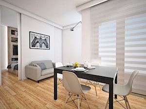 B1 - Mały biały salon z jadalnią, styl minimalistyczny - zdjęcie od EG projekt
