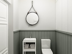 Al. Wilanowska - Mała na poddaszu bez okna z lustrem łazienka, styl skandynawski - zdjęcie od EG projekt