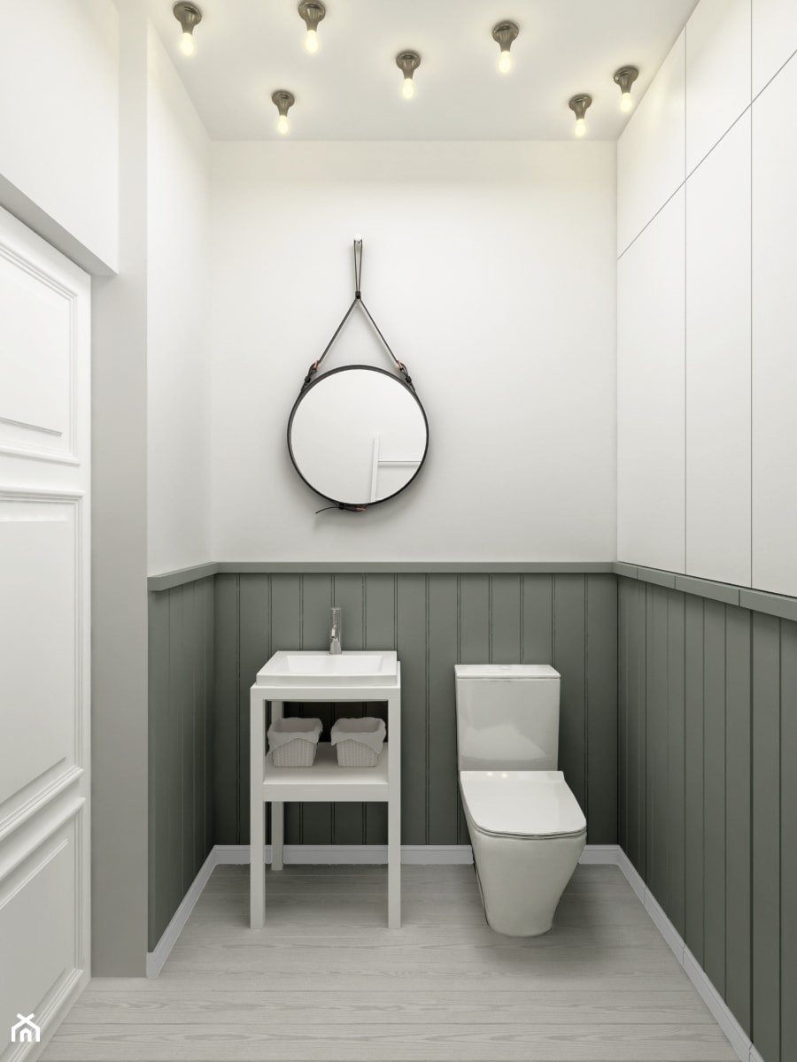 Al. Wilanowska - Mała na poddaszu bez okna z lustrem łazienka, styl skandynawski - zdjęcie od EG projekt