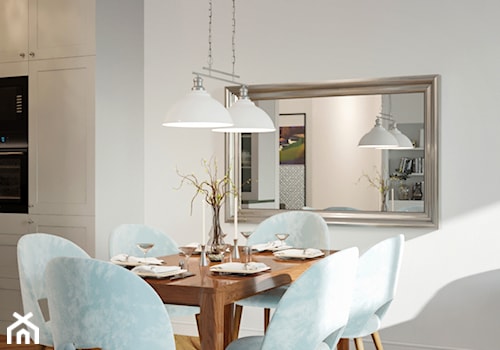 Potoki - Średni biały salon z jadalnią, styl glamour - zdjęcie od EG projekt