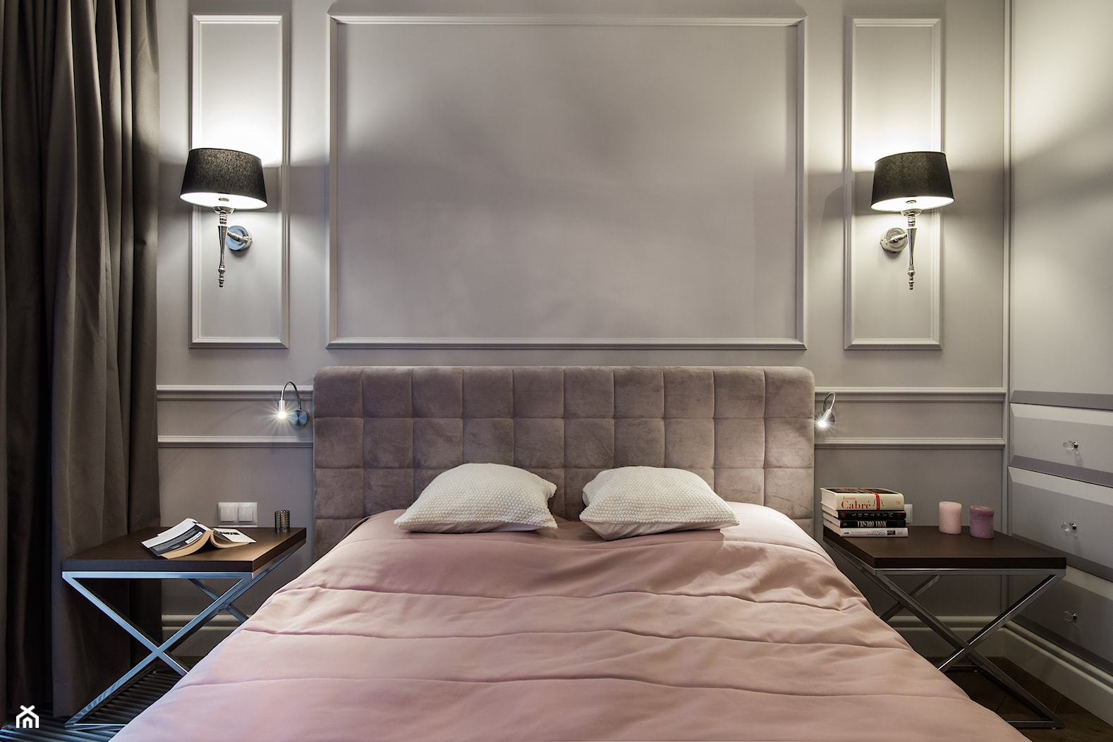Elegancja na Powiślu - Średnia szara sypialnia, styl glamour - zdjęcie od EG projekt - Homebook