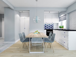 Turkusowy Bonifacy - Średnia niebieska jadalnia w kuchni, styl skandynawski - zdjęcie od EG projekt
