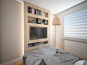 B1 - Mała beżowa sypialnia, styl minimalistyczny - zdjęcie od EG projekt