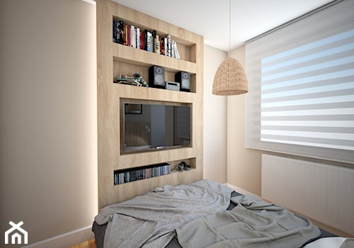 B1 - Mała beżowa sypialnia, styl minimalistyczny - zdjęcie od EG projekt