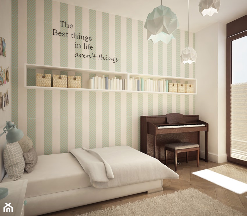 Eleganckie Powiśle - Średni beżowy miętowy pokój dziecka dla nastolatka dla chłopca dla dziewczynki, styl skandynawski - zdjęcie od EG projekt