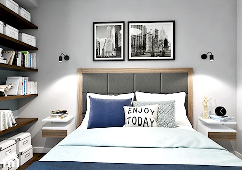 Na Batorego - Mała szara sypialnia, styl nowoczesny - zdjęcie od EG projekt