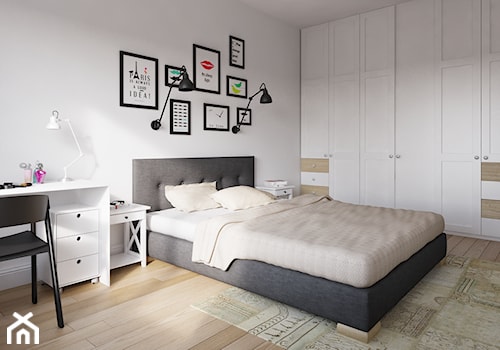 Rodzinne Pastele - Średnia biała z biurkiem sypialnia, styl skandynawski - zdjęcie od EG projekt