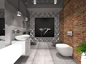 WC Styl Nowoczesny - Duża bez okna z punktowym oświetleniem łazienka, styl nowoczesny - zdjęcie od Rajek Projektowanie Wnętrz