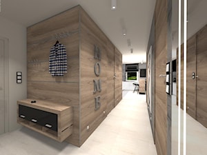 Mieszkanie dla Studenta - Średni biały brązowy hol / przedpokój, styl nowoczesny - zdjęcie od Rajek Projektowanie Wnętrz