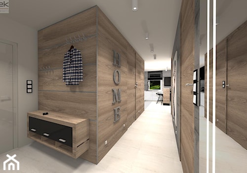 Mieszkanie dla Studenta - Średni biały brązowy hol / przedpokój, styl nowoczesny - zdjęcie od Rajek Projektowanie Wnętrz