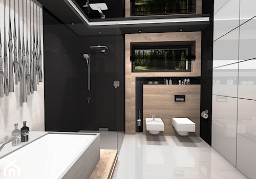 Pokój kąpielowy Styl Nowoczesny - Duża z dwoma umywalkami łazienka, styl nowoczesny - zdjęcie od Rajek Projektowanie Wnętrz
