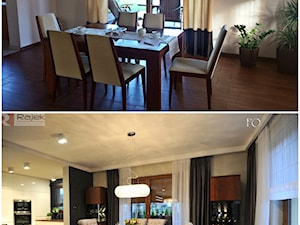 Metamorfoza - przed i po - Średnia biała czarna jadalnia jako osobne pomieszczenie, styl glamour - zdjęcie od Rajek Projektowanie Wnętrz