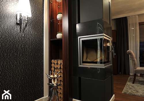 Salon Glamour - Średnia czarna jadalnia jako osobne pomieszczenie, styl glamour - zdjęcie od Rajek Projektowanie Wnętrz