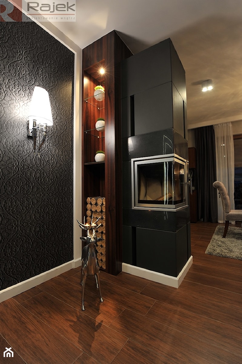 Salon Glamour - Średnia czarna jadalnia jako osobne pomieszczenie, styl glamour - zdjęcie od Rajek Projektowanie Wnętrz