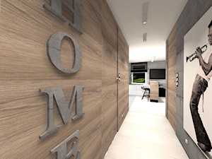 Mieszkanie dla Studenta - Średni brązowy szary hol / przedpokój, styl nowoczesny - zdjęcie od Rajek Projektowanie Wnętrz