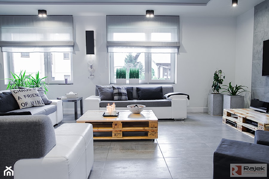 Dom w Pile - Salon, styl nowoczesny - zdjęcie od Rajek Projektowanie Wnętrz