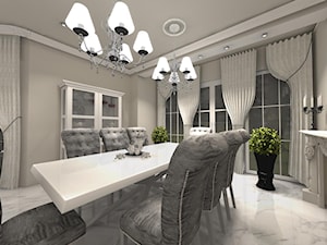 Dom Styl Glamour - Duża szara jadalnia jako osobne pomieszczenie, styl glamour - zdjęcie od Rajek Projektowanie Wnętrz