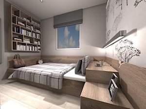 Kawalerka - optymalne wykorzystanie przestrzeni - Średnia sypialnia, styl tradycyjny - zdjęcie od Rajek Projektowanie Wnętrz