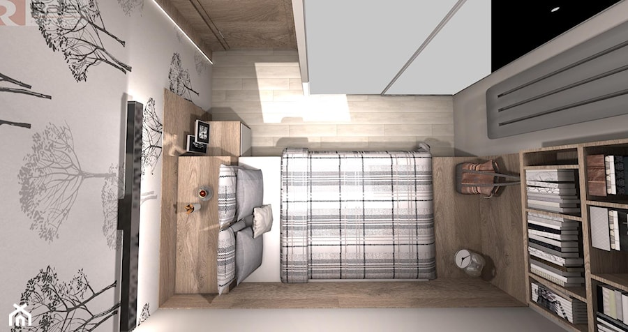 Kawalerka - optymalne wykorzystanie przestrzeni - Sypialnia, styl tradycyjny - zdjęcie od Rajek Projektowanie Wnętrz