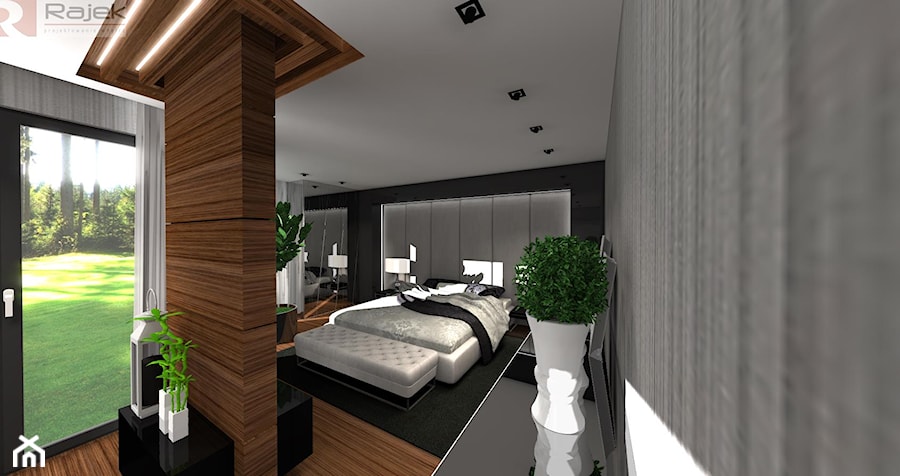 Sypialnia Styl Nowoczesny - Średnia duża sypialnia, styl nowoczesny - zdjęcie od Rajek Projektowanie Wnętrz