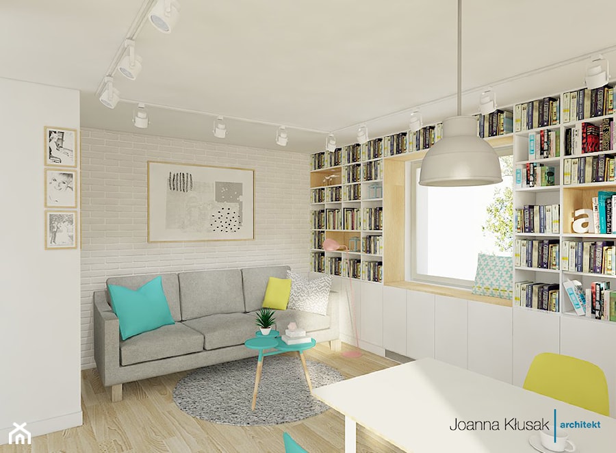 Mieszkanie na Ruczaju - Salon, styl skandynawski - zdjęcie od Joanna Kłusak Architekt