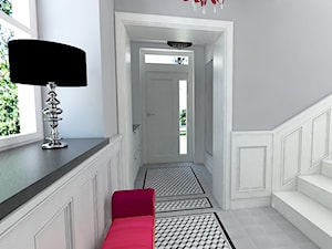 Dom na Woli Justowskiej - Średni biały szary hol / przedpokój, styl nowoczesny - zdjęcie od Joanna Kłusak Architekt