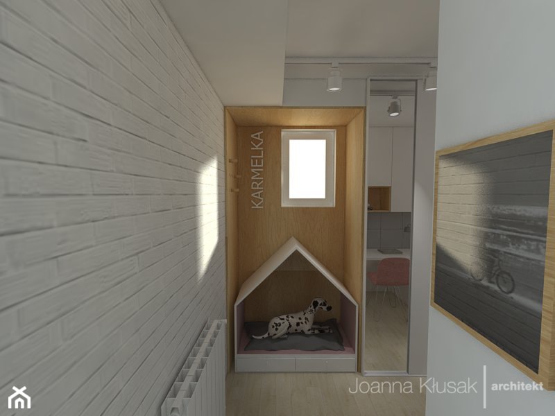 Mieszkanie na Ruczaju - Biała z biurkiem sypialnia, styl skandynawski - zdjęcie od Joanna Kłusak Architekt