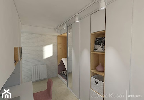 Mieszkanie na Ruczaju - Mała biała z biurkiem sypialnia, styl skandynawski - zdjęcie od Joanna Kłusak Architekt