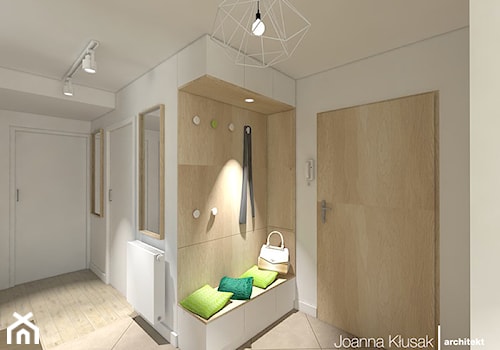 Mieszkanie na Ruczaju - Średni z wieszakiem biały hol / przedpokój, styl skandynawski - zdjęcie od Joanna Kłusak Architekt
