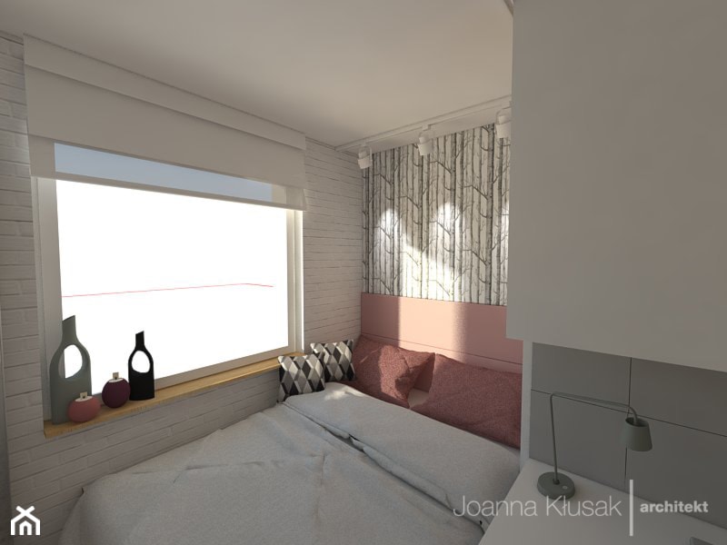 Mieszkanie na Ruczaju - Mała biała z biurkiem sypialnia, styl skandynawski - zdjęcie od Joanna Kłusak Architekt