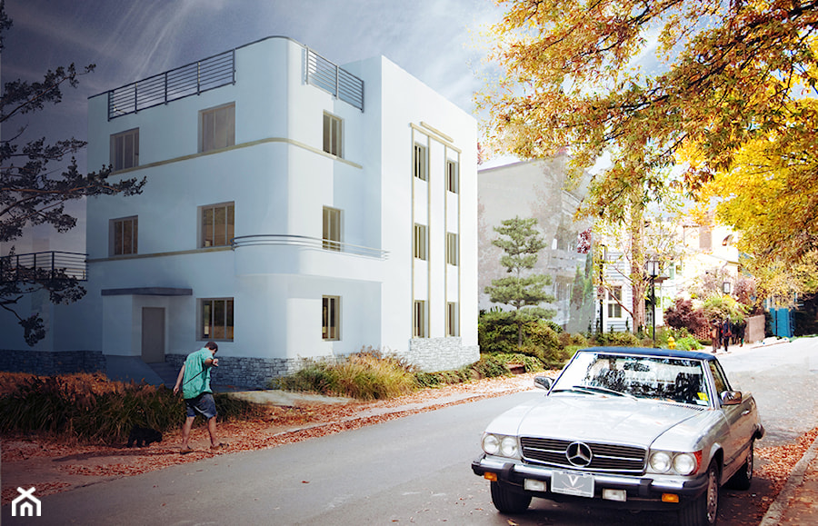 Willa rozbudowa - Duże dwupiętrowe nowoczesne domy wielorodzinne murowane, styl glamour - zdjęcie od Joanna Kłusak Architekt