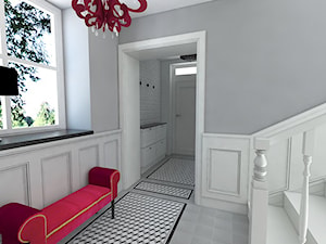 Dom na Woli Justowskiej - Średni biały szary hol / przedpokój, styl nowoczesny - zdjęcie od Joanna Kłusak Architekt