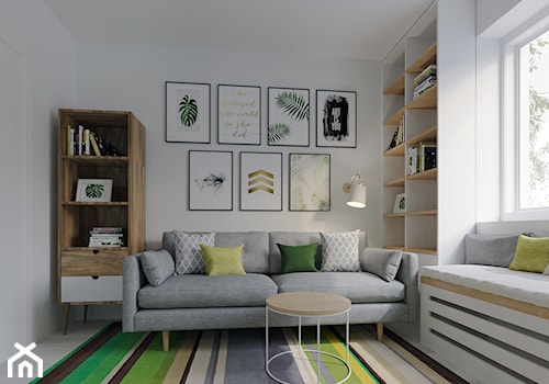 Salon i pracownia - Małe w osobnym pomieszczeniu z sofą białe biuro, styl nowoczesny - zdjęcie od Joanna Kłusak Architekt