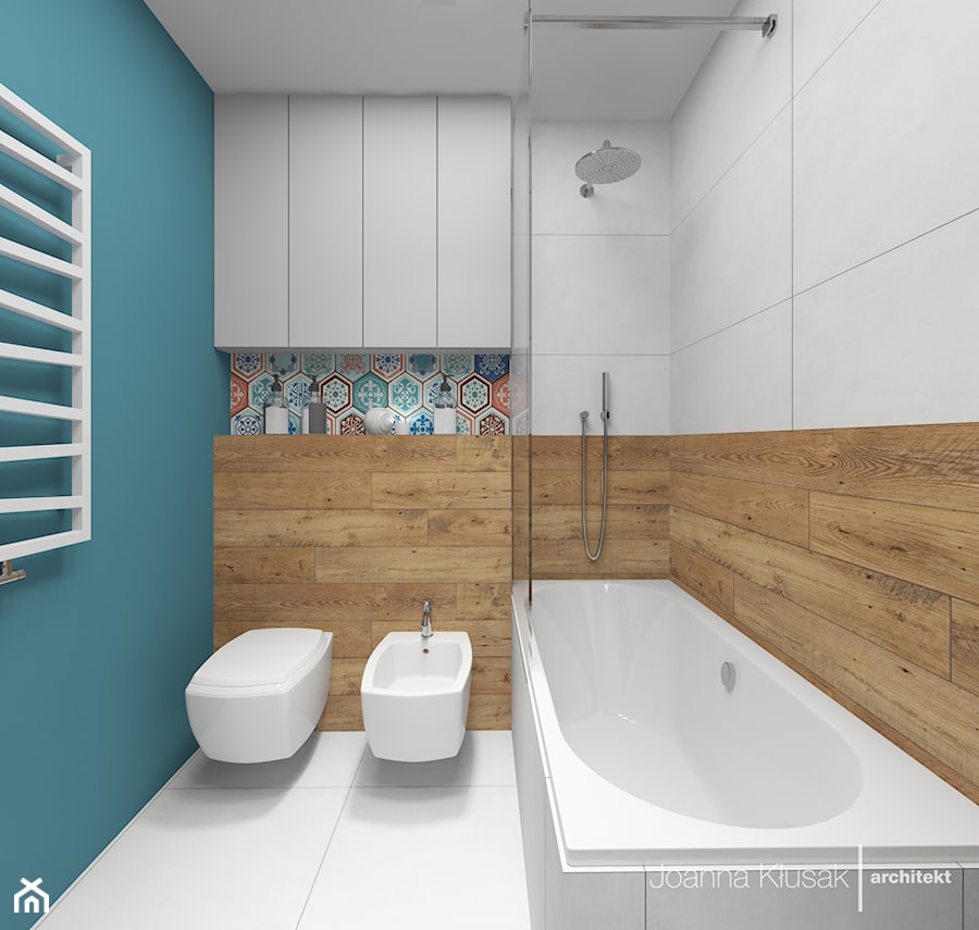 Łazienka - Mała bez okna łazienka, styl nowoczesny - zdjęcie od Joanna Kłusak Architekt