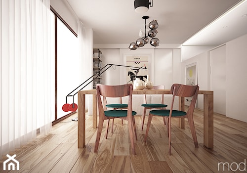 Bielany mieszkanie - Średnia szara jadalnia jako osobne pomieszczenie, styl skandynawski - zdjęcie od MODULLAR
