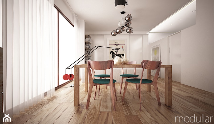 Bielany mieszkanie - Średnia szara jadalnia jako osobne pomieszczenie, styl skandynawski - zdjęcie od MODULLAR