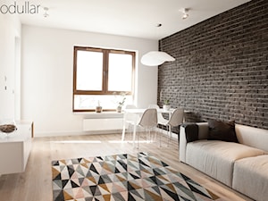 Plac Hallera mieszkanie - Średni biały salon, styl skandynawski - zdjęcie od MODULLAR