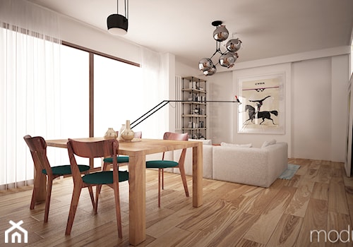 Bielany mieszkanie - Średnia szara jadalnia w salonie, styl skandynawski - zdjęcie od MODULLAR