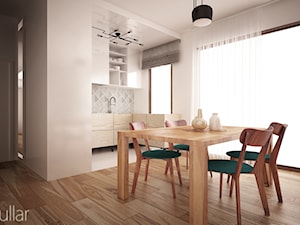 Bielany mieszkanie - Średnia biała jadalnia w salonie w kuchni, styl skandynawski - zdjęcie od MODULLAR