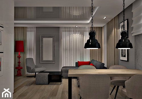 Mieszkanie w Piasecznie 3 - Mały szary salon z jadalnią, styl nowoczesny - zdjęcie od Icona Studio