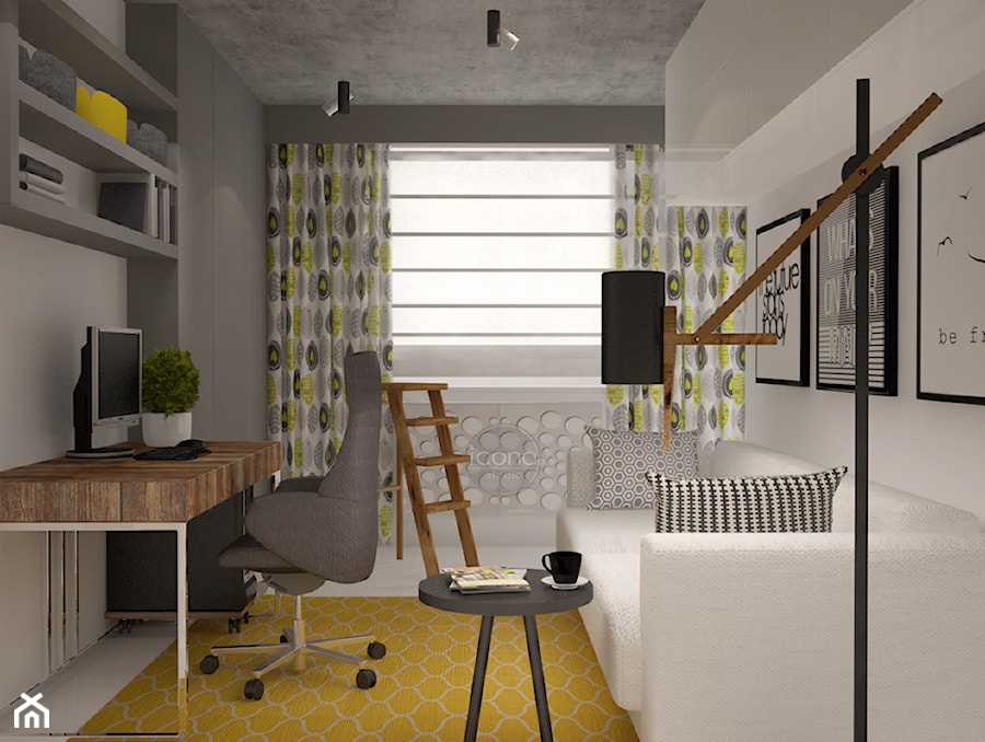nowoczesne mieszkanie w Piasecznie - Małe z sofą białe biuro, styl nowoczesny - zdjęcie od Icona Studio